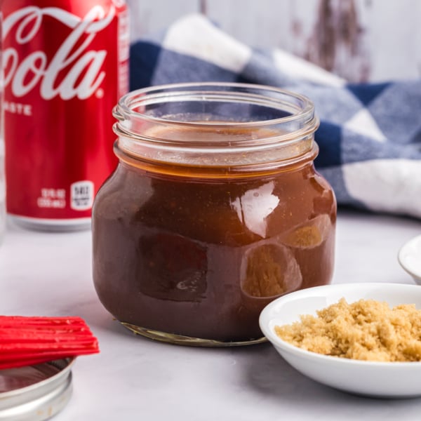 straight on shot of jar of bbq sauce