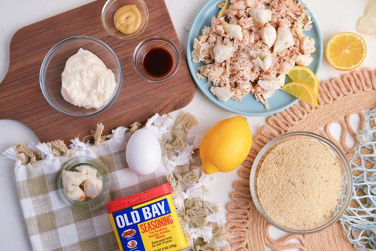 overhead shot of crab balls ingredients