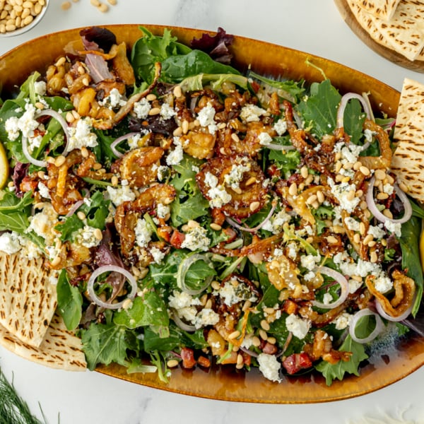 overhead shot of bowl of fennel salad
