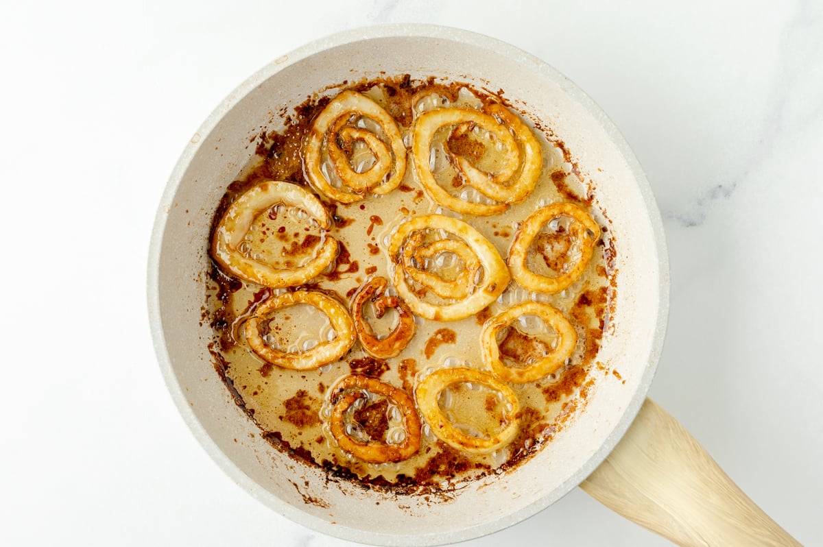 fennel caramelizing in pan