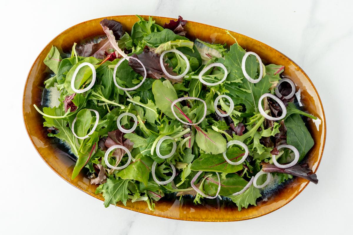 spring mix topped with onions