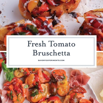 collage of fresh tomato bruschetta