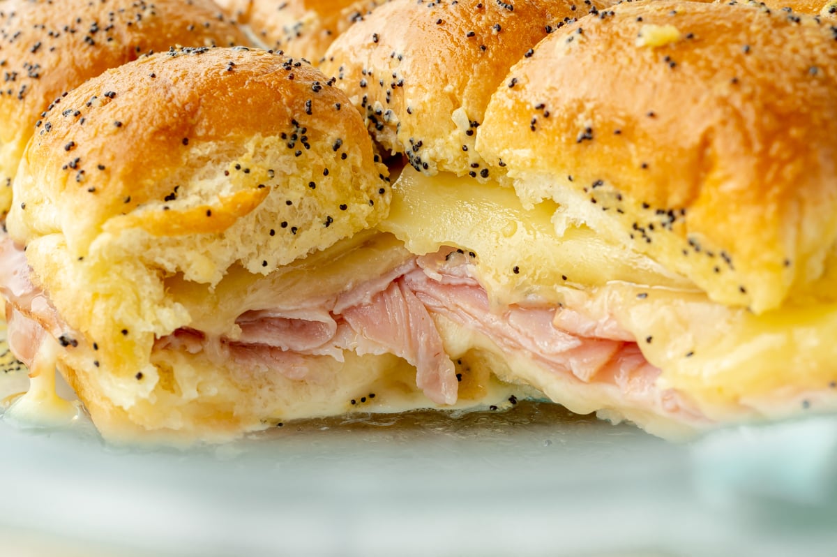 close up shot of slider taken out of pan