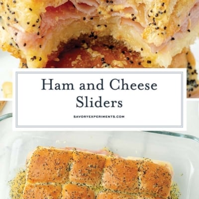 collage of ham and cheese sliders