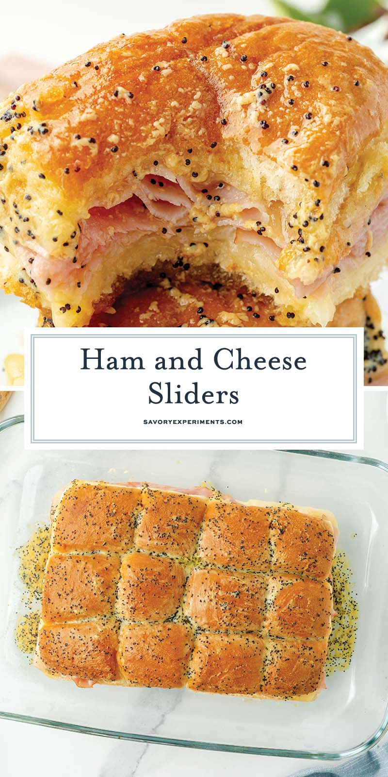 collage of ham and cheese sliders