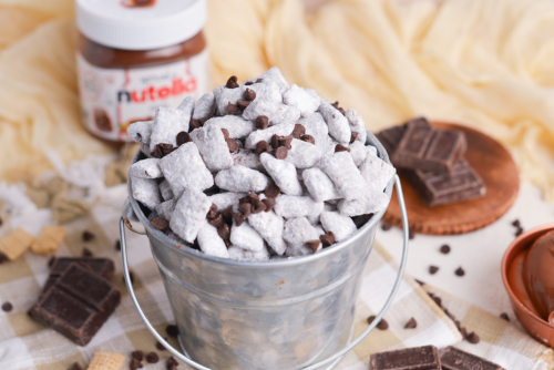 angled shot of bucket of ntuella puppy chow