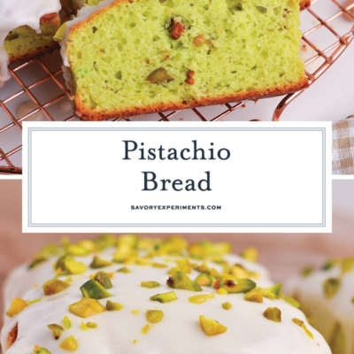collage of pistachio bread
