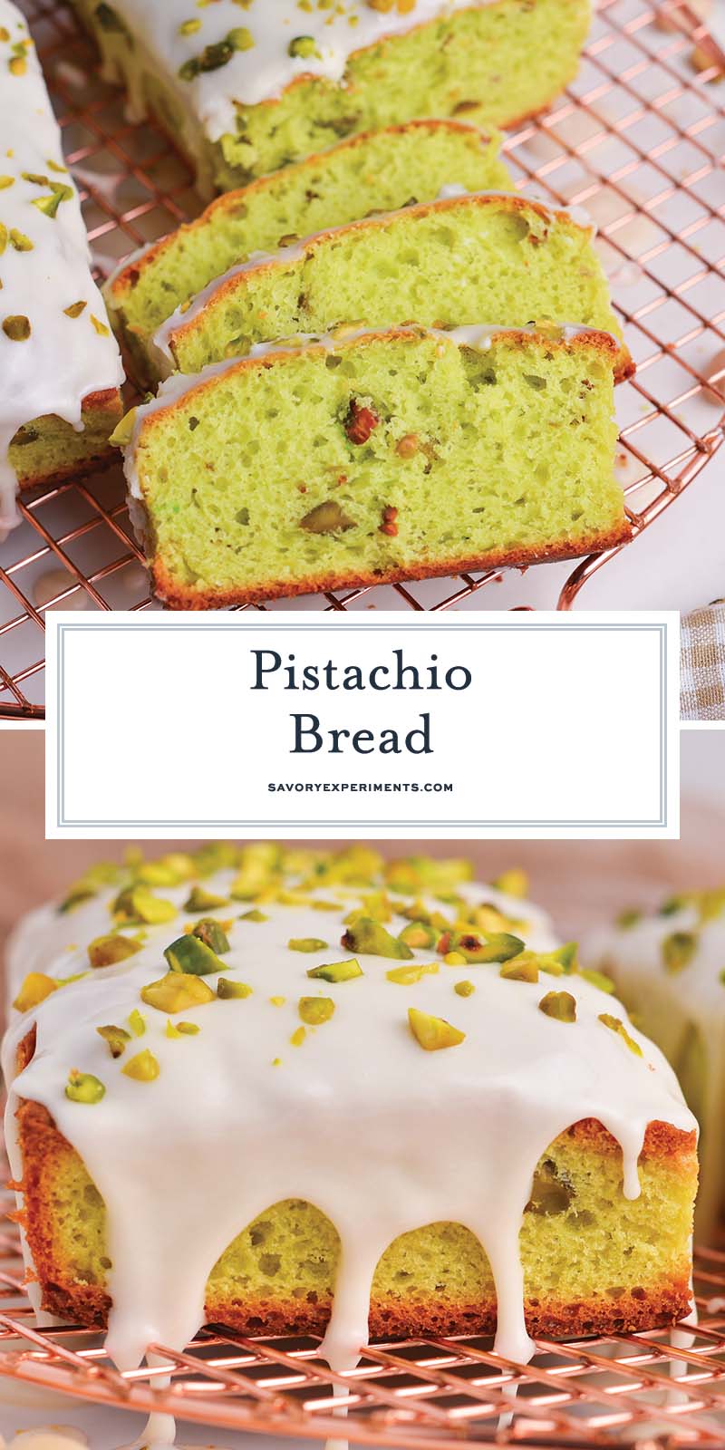 collage of pistachio bread