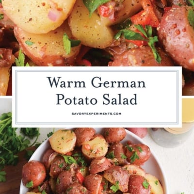 collage of warm german potato salad