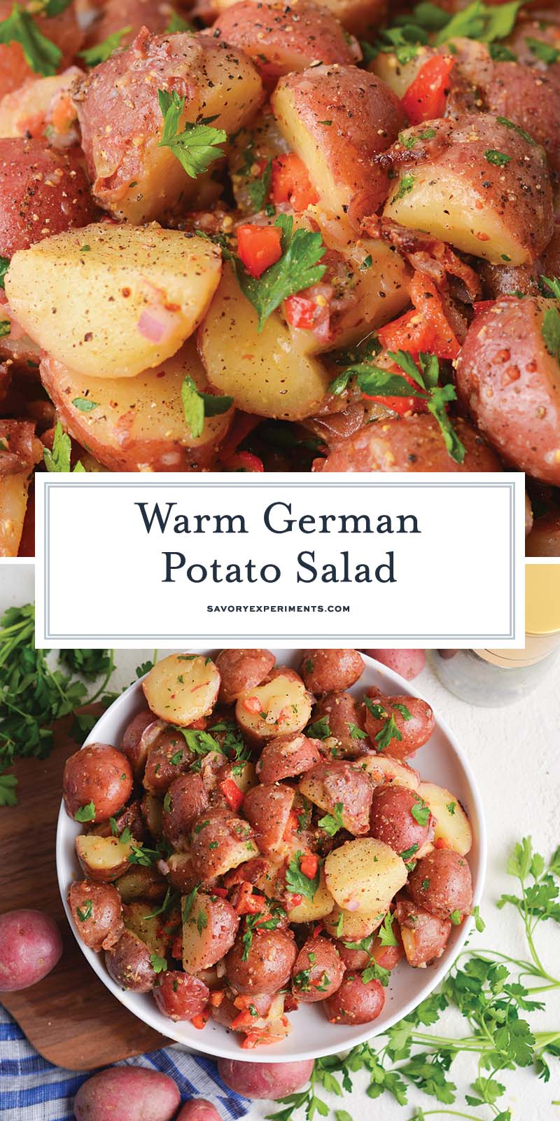 collage of warm german potato salad
