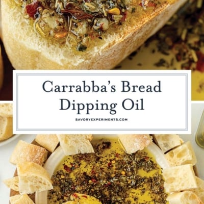 collage of bread dipping oil