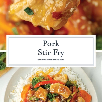 collage of pork stir fry