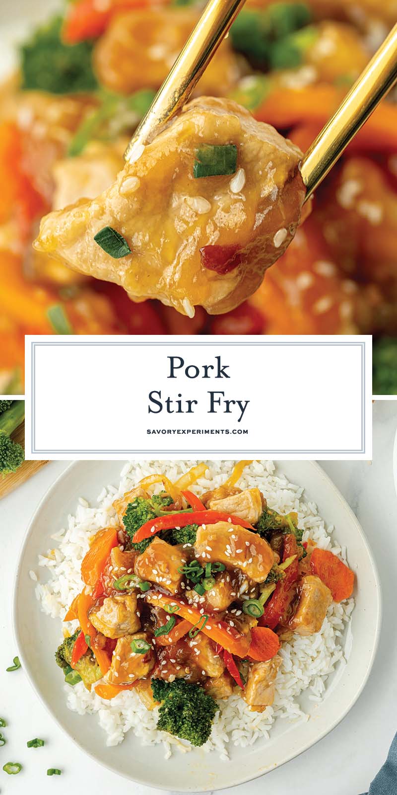 collage of pork stir fry