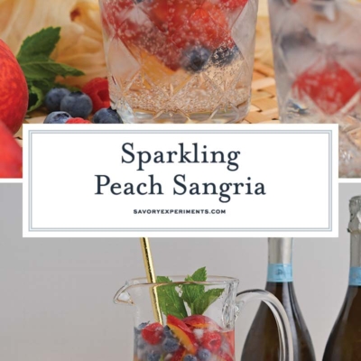collage of sparkling peach sangria