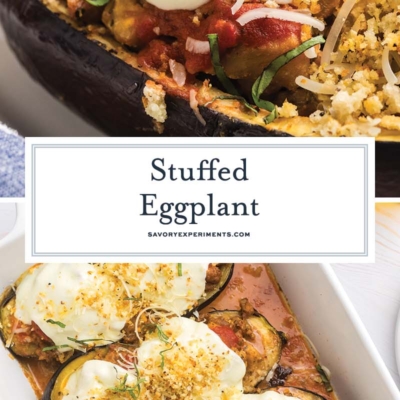 collage of stuffed eggplant