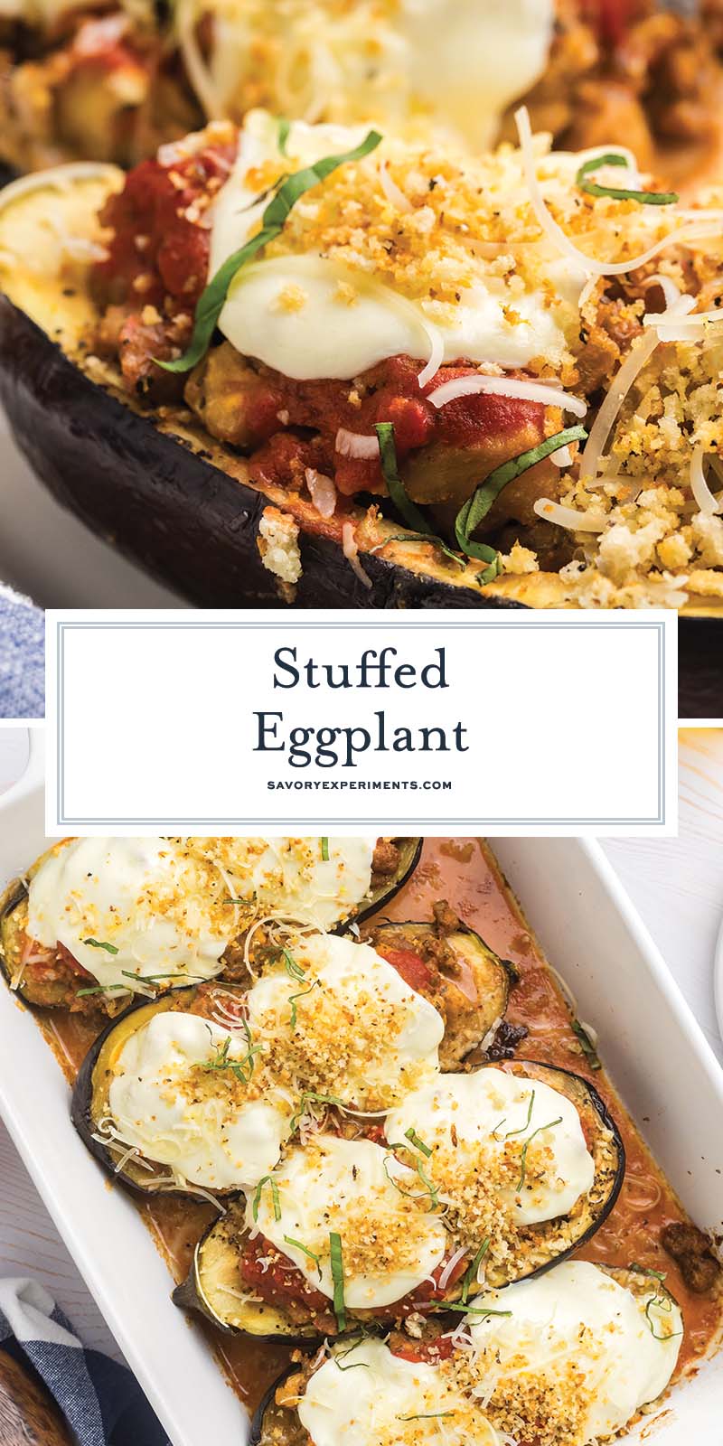 collage of stuffed eggplant