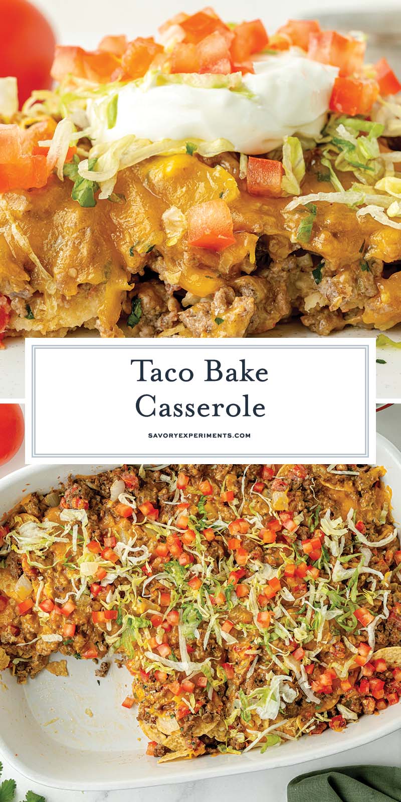 collage of taco bake casserole