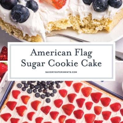 collage of american flag sugar cookie cake