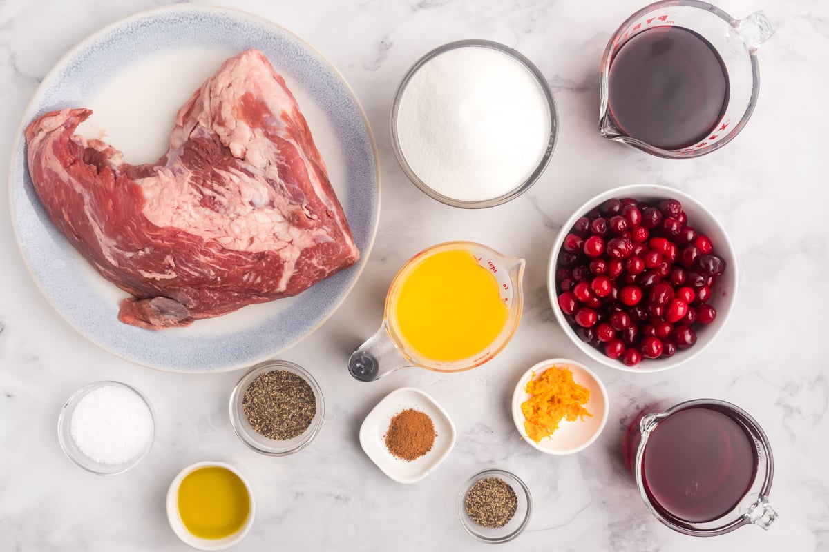 overhead shot of tri-tip roast ingredients
