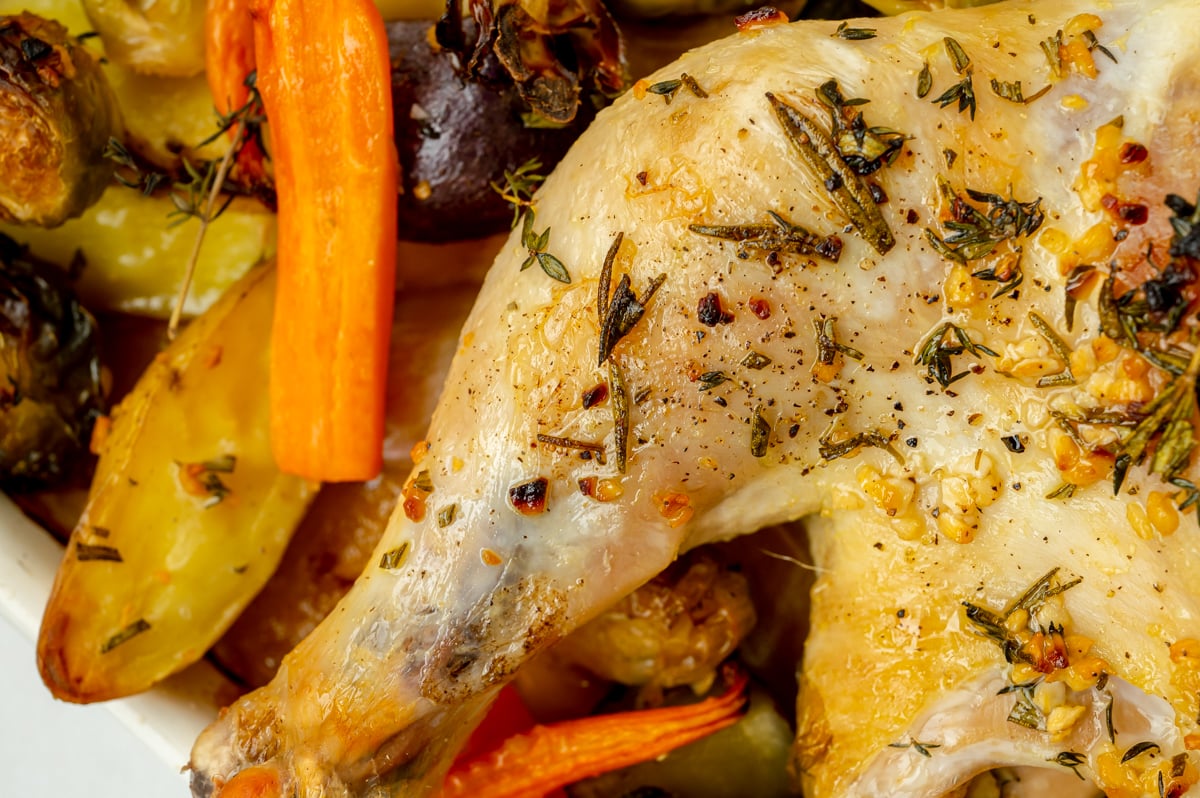 close up shot of spatchcock chicken