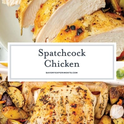collage of spatchcock chicken