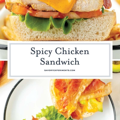 collage of spicy chicken sandwich
