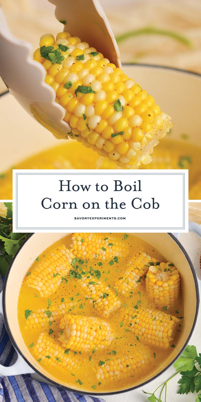 collage of how to boil corn on the cob