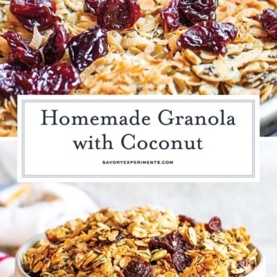 collage of homemade granola with coconut