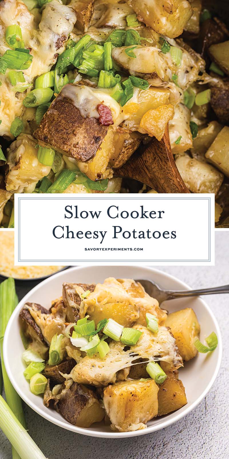collage of slow cooker cheesy potatoes