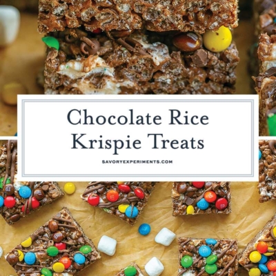 collage of chocolate rice krispie treats