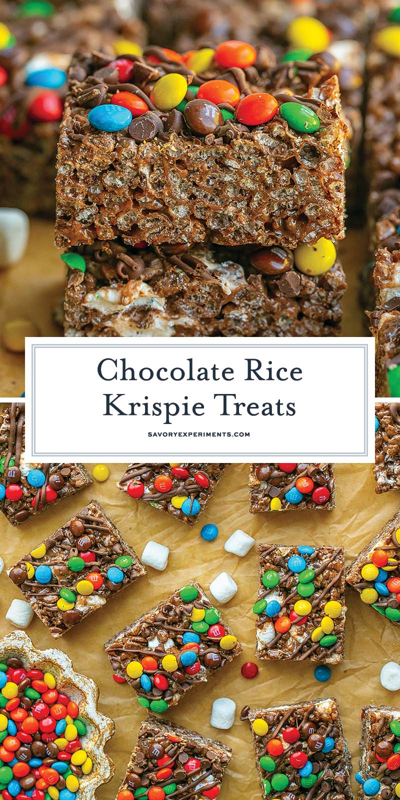 collage of chocolate rice krispie treats
