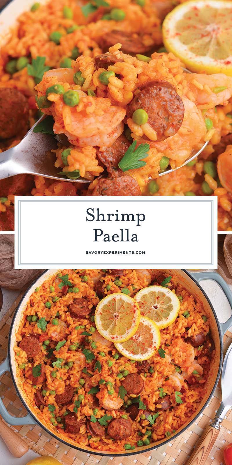 collage of shrimp paella