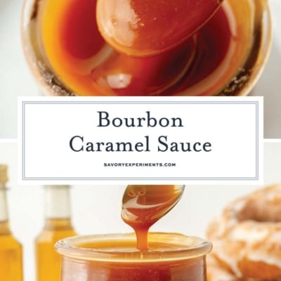 collage of caramel sauce