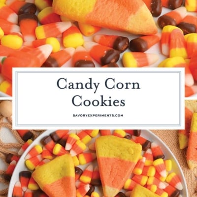 collage of candy corn cookies