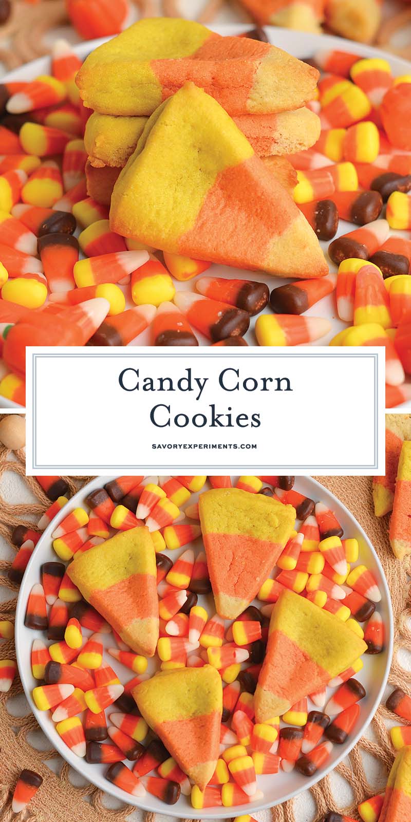 collage of candy corn cookies