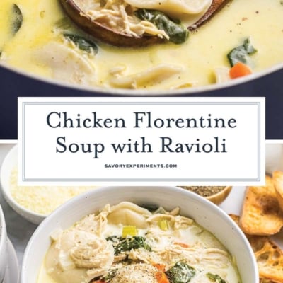 collage of chicken florentine soup