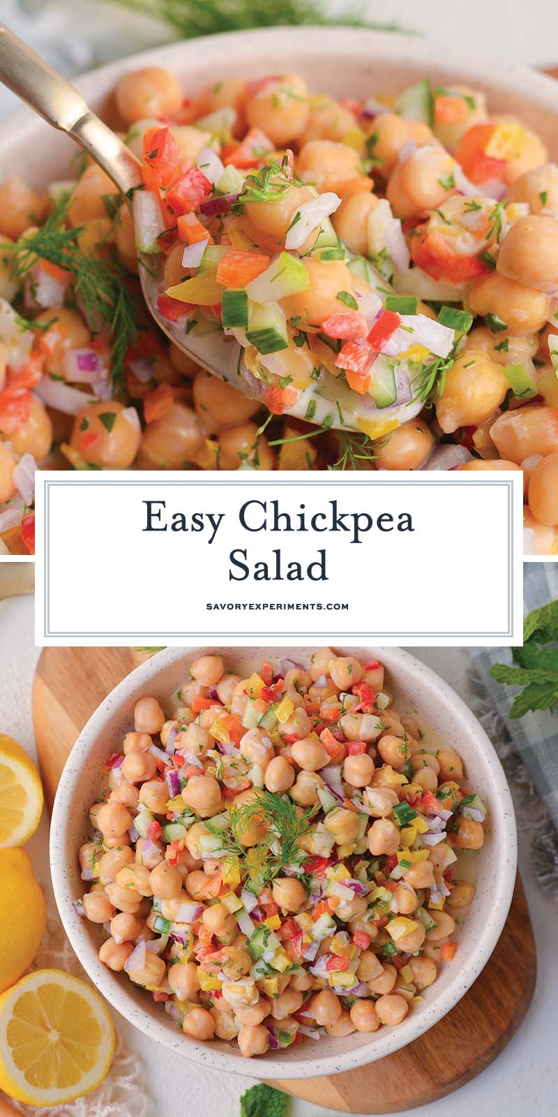 collage of chickpea salad