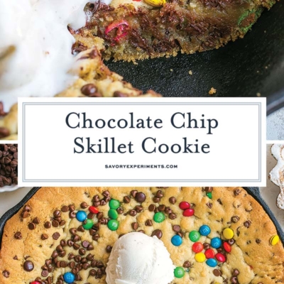 collage of skillet cookie