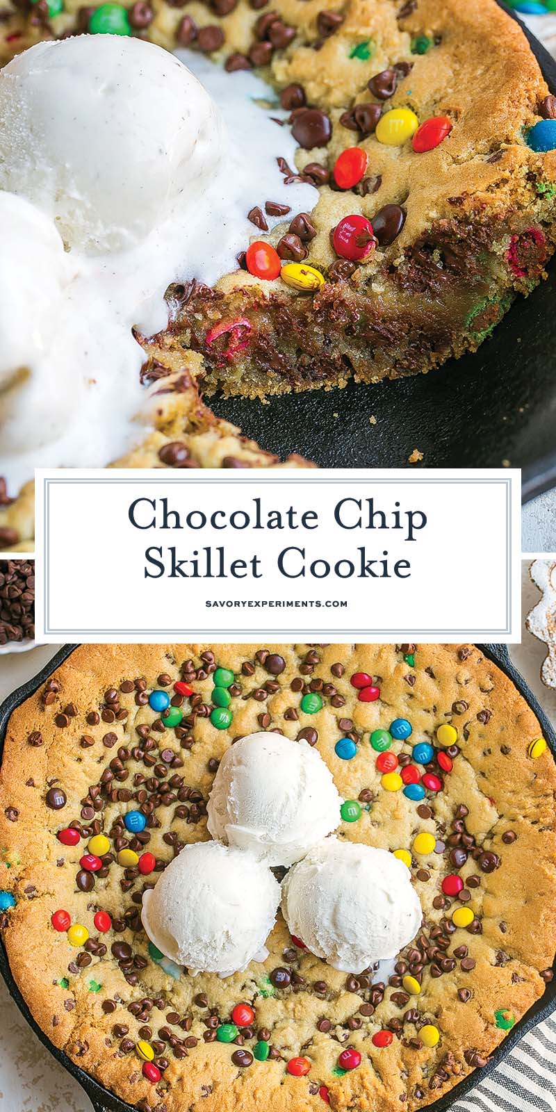 collage of skillet cookie