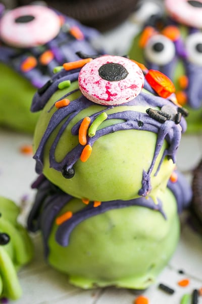 stack of two monster eyeball truffles