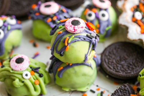 stack of two monster eyeball truffles