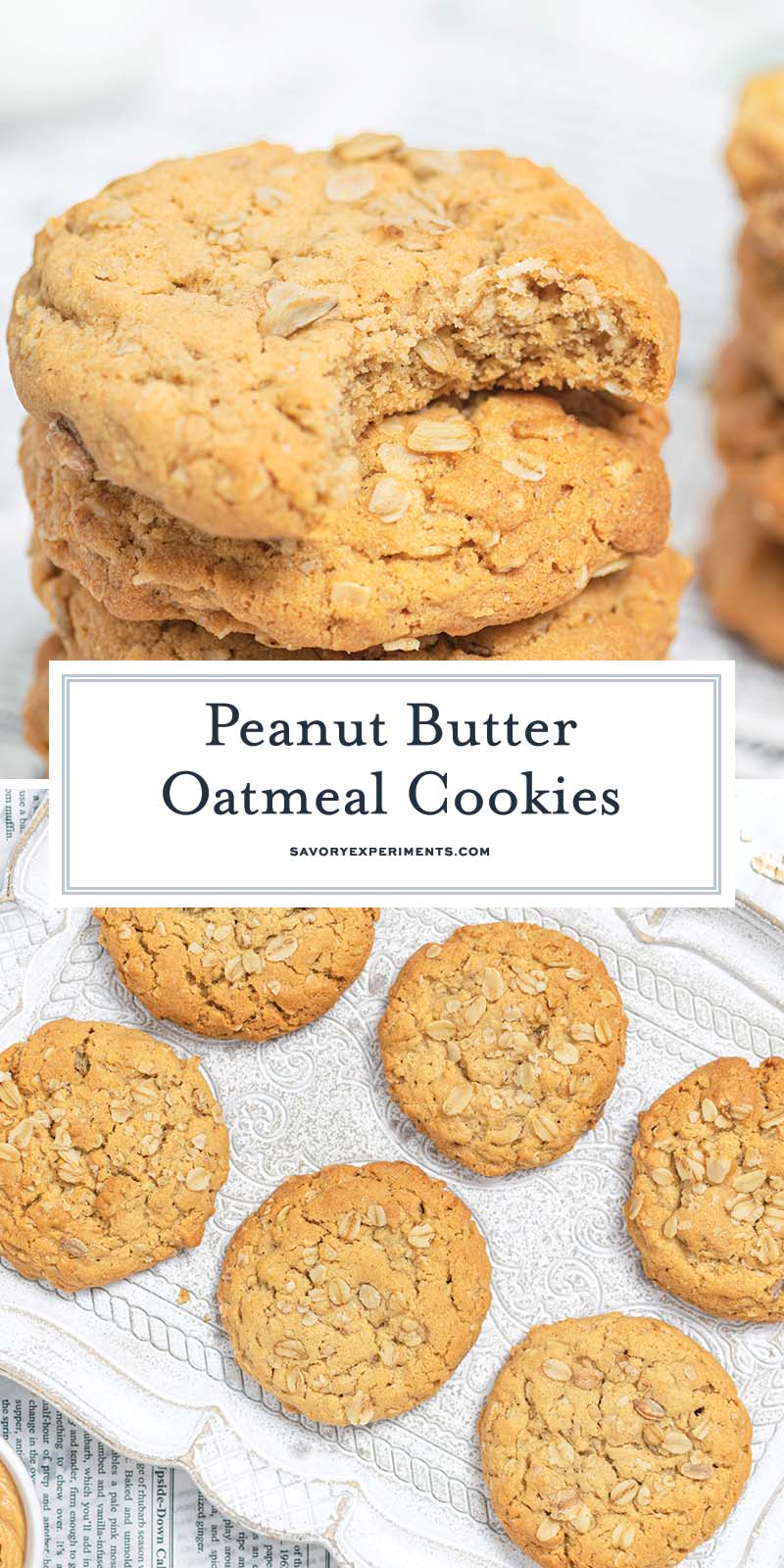 collage of peanut butter oatmeal cookies for pinterest