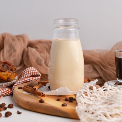 straight on shot of jar of pumpkin spice creamer