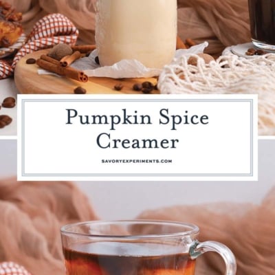 collage of pumpkin creamer