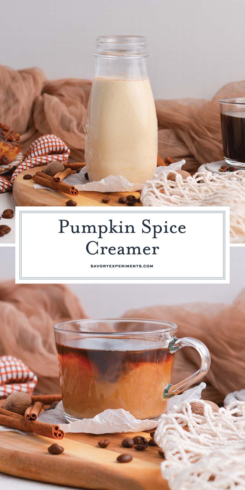 collage of pumpkin creamer