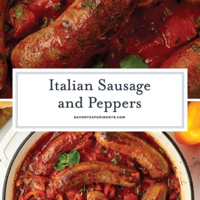 collage of italian sausage and peppers