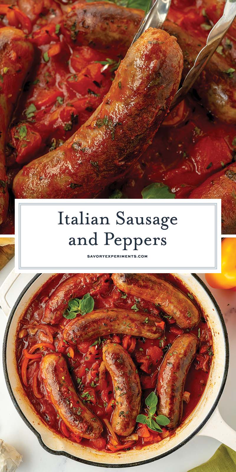 collage of italian sausage and peppers