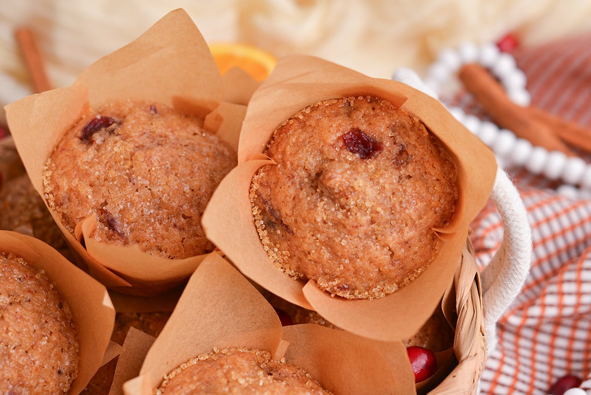 cranberry sauce muffins in paper liners