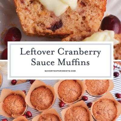 collage of leftover cranberry sauce muffins