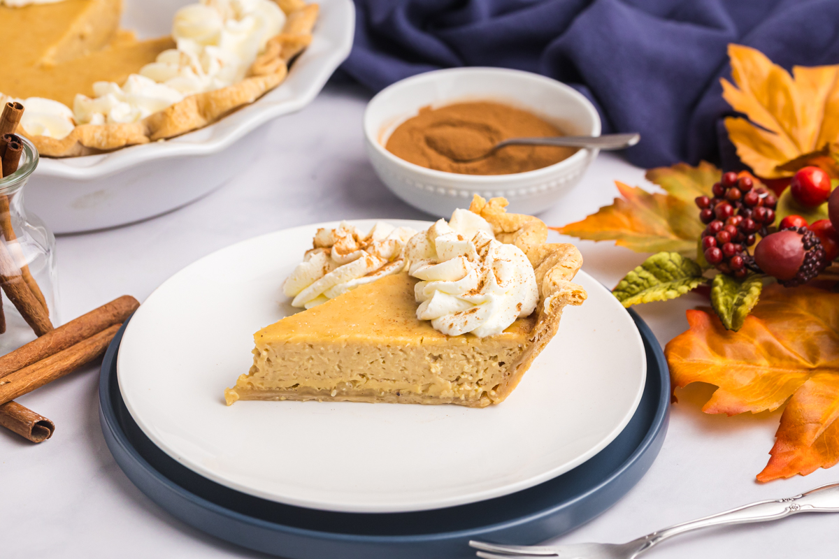 slice of maple syrup pie on plate